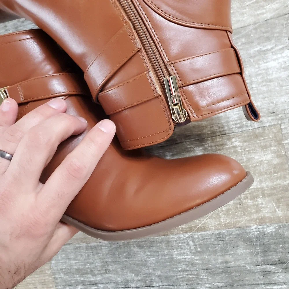 Tommy Hilfiger Womens Tan Brown‎ Diyana Boots Sz 6.5 Zip Up Ankle Booties